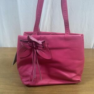 Paolo Masi Shoulder Bag Womens Medium Pink Leather Flower Tassel Purse Italy